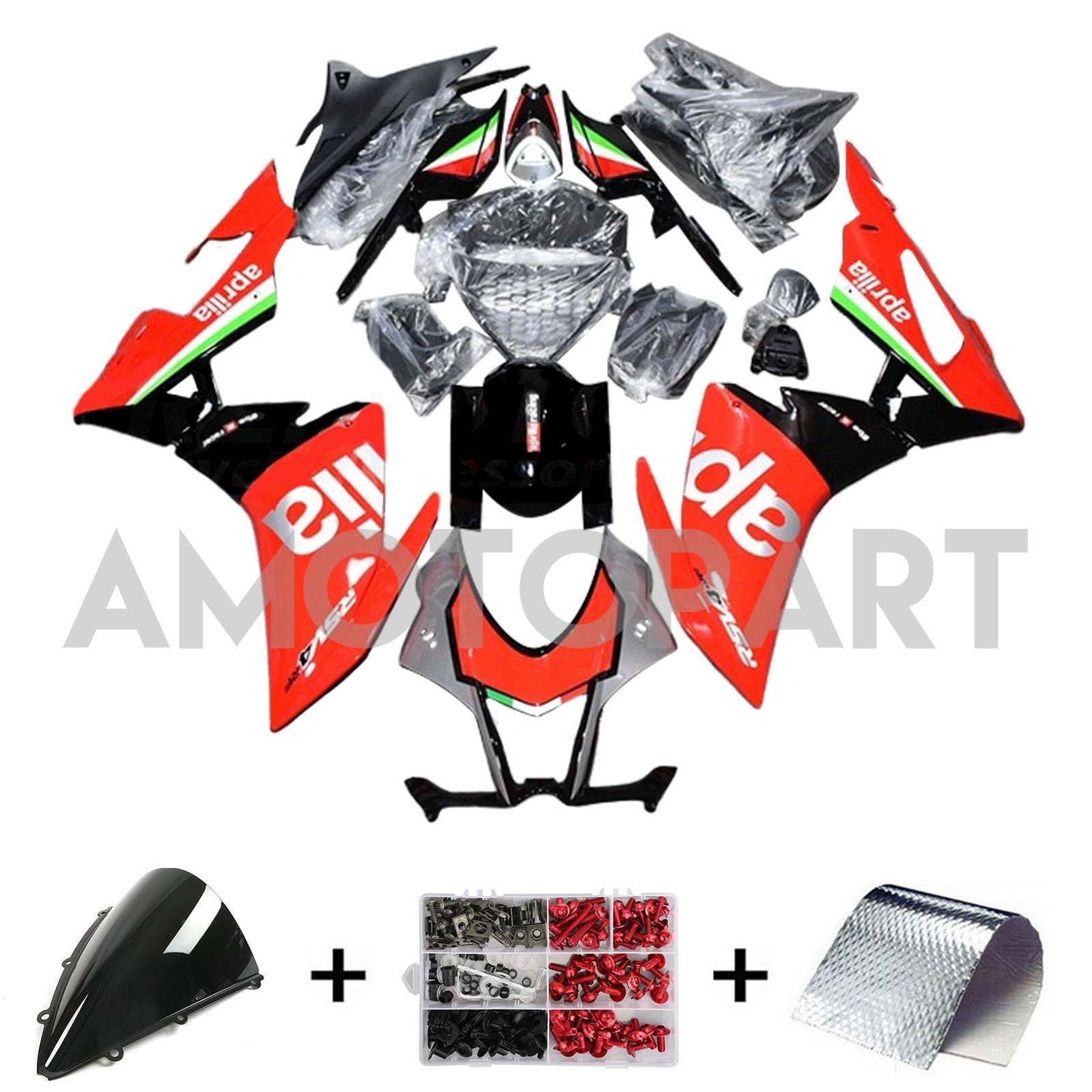 Amotopart Aprilia 2016-2020 RSV4 1000 Red&Green Style11 Fairing Kit