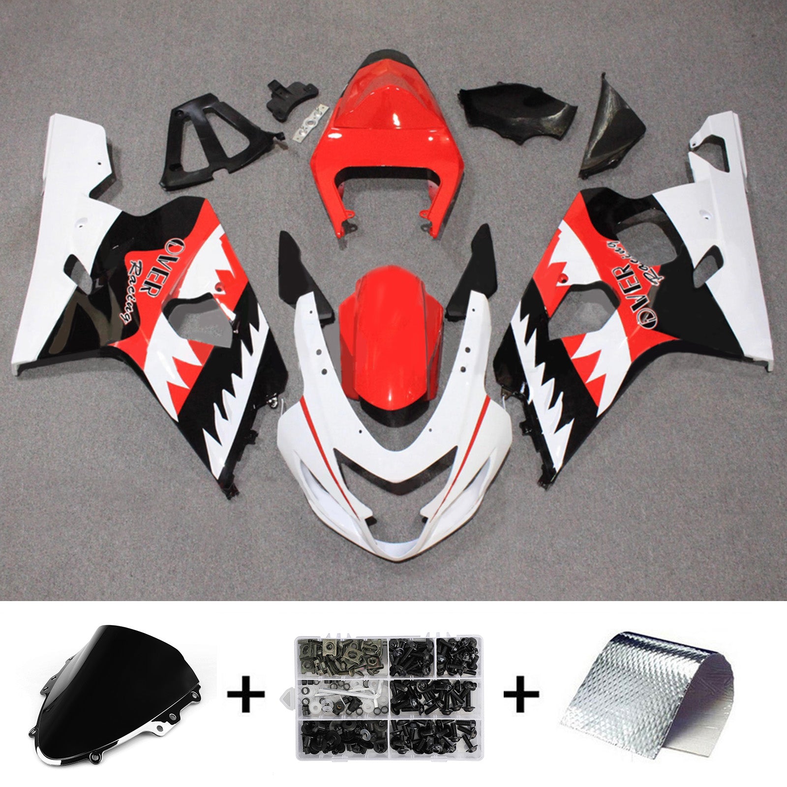 Amotopart 2004-2005 Suzuki GSXR 600/750 White Red Black Fairing Kit