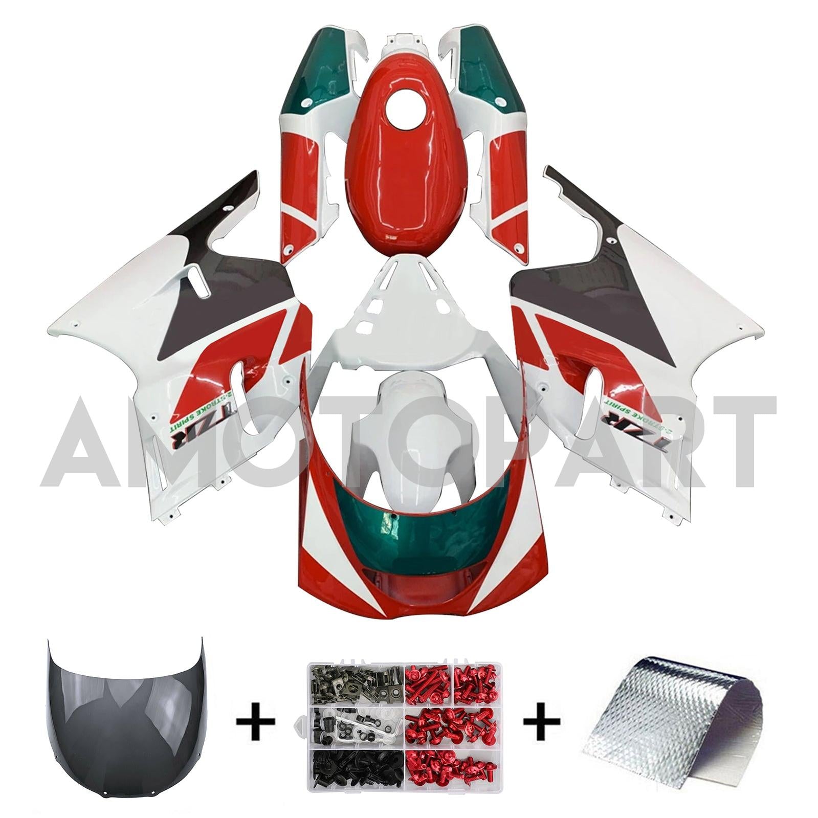 Amotopart 1991-1994 Yamaha TZR250 3XV White Red Green Fairing Kit