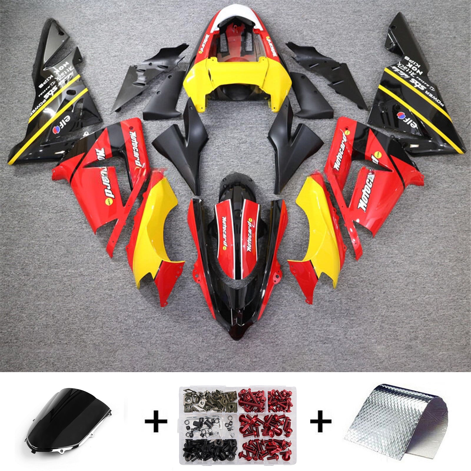 Amotopart 2004-2005 Kawasaki ZX10R Red Yellow Black Fairing Kit