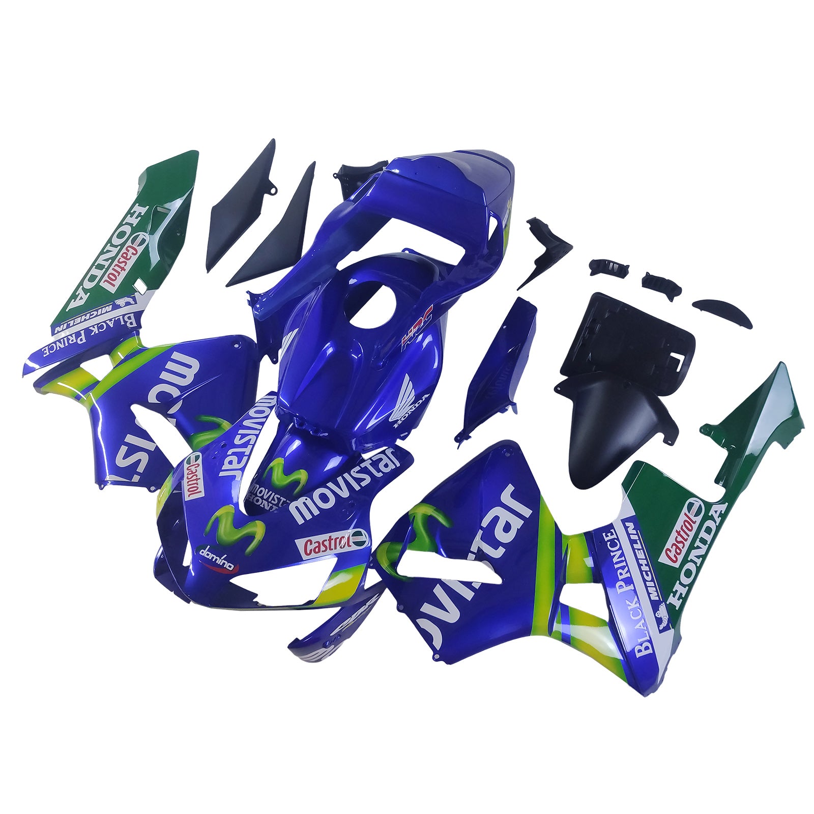 Amotopart 2003-2004 Honda CBR600RR Blue White Green Fairing Kit