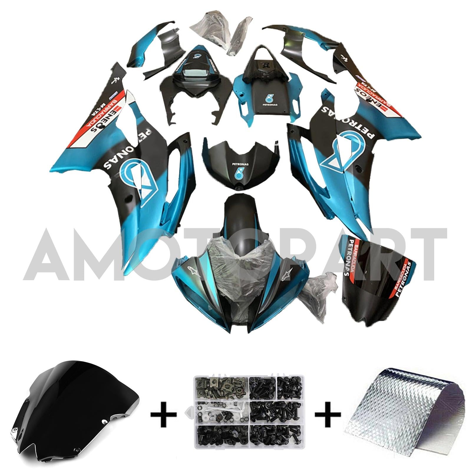 Amotopart 2008-2016 Yamaha YZF 600 R6 Blue&Black Petronas Fairing Kit