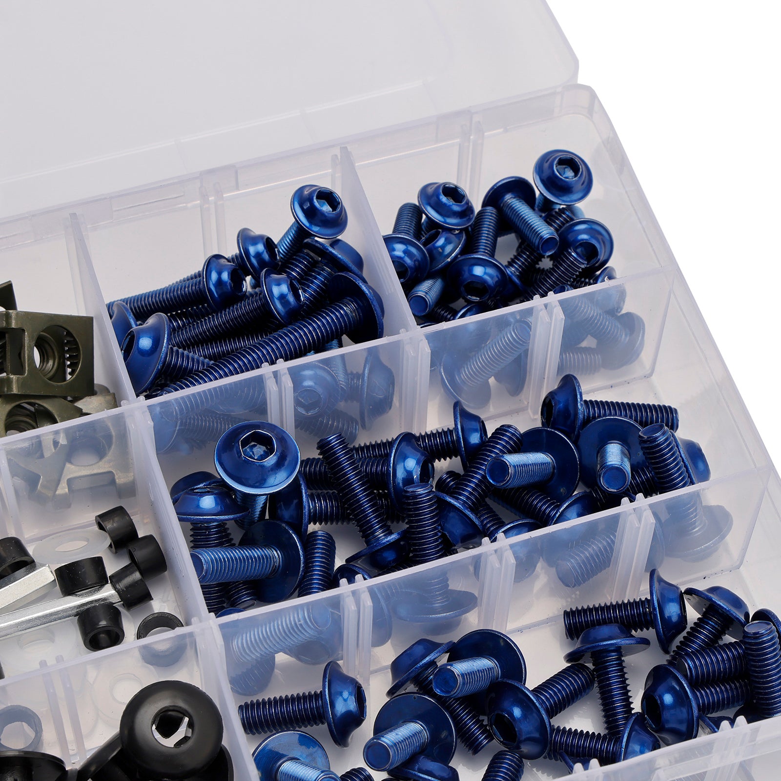 198PCS Universal Durable Stainless Steel Fairing Bolt Kit Bodywork Screws Blue