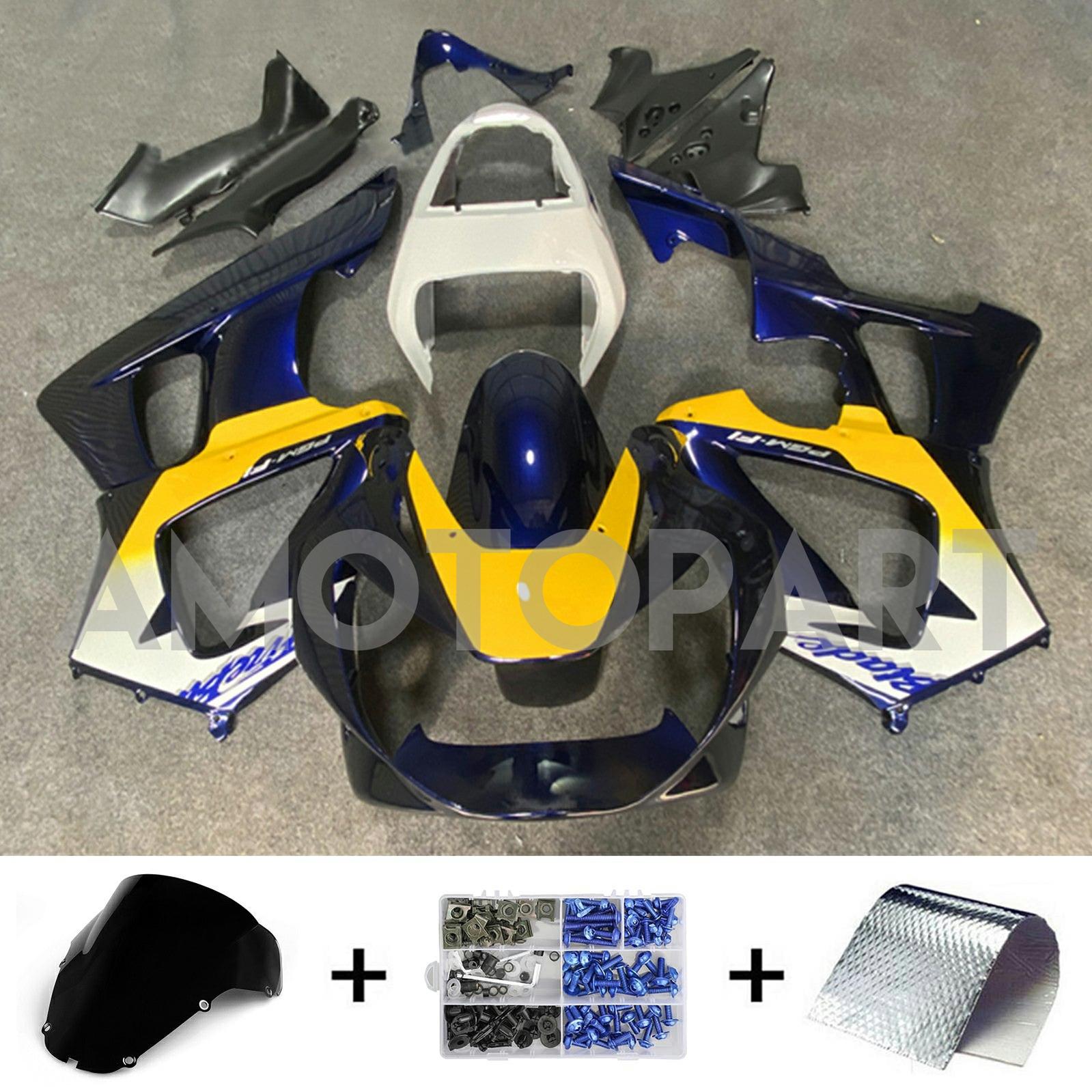 Amotopart 2000-2001 CBR929RR ホンダ イエロー&ブルー フェアリングキット