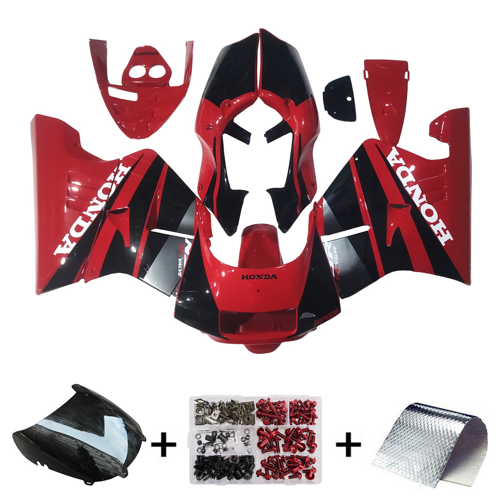 Amotopart 1990-1993 Honda NSR250 PGM-3 Red Black Fairing Kit