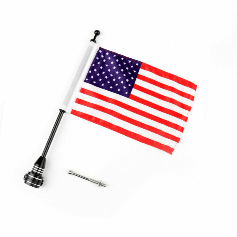 Custom Motorcycle Side Flag Mount Pole TZ AU5 Rear Flag USA Black