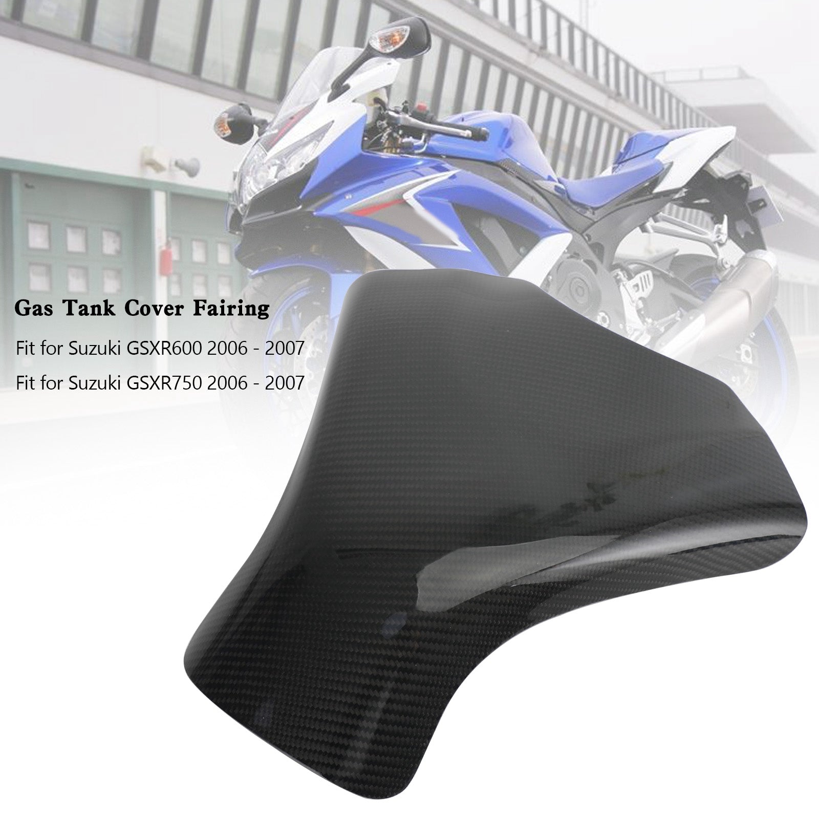 Gas Tank Cover Fairing Protector For Suzuki GSXR600 GSXR 750 2006-2007 Carbon Fiber