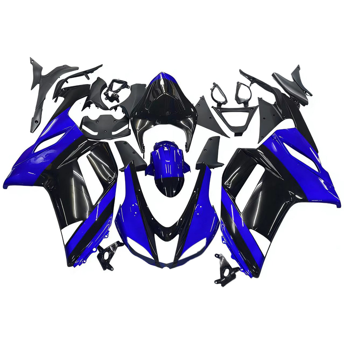 Amotopart 2007–2008 Kawasaki ZX-6R 636 Blau Schwarz Weiß Verkleidungsset