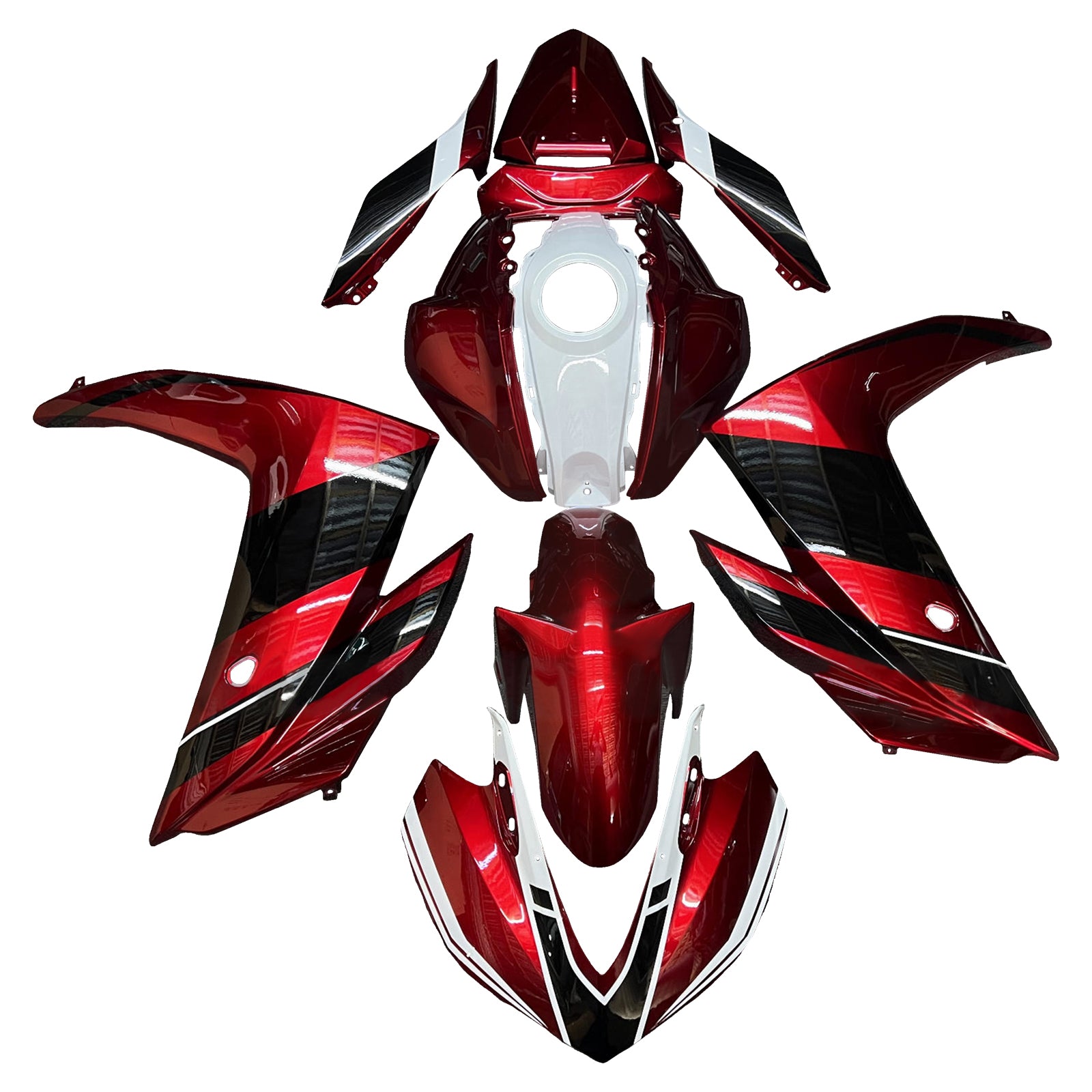 Amotopart Yamaha 2014-2018 YZF R3 2015-2017 YZF R25 Red & Black Fairing Kit