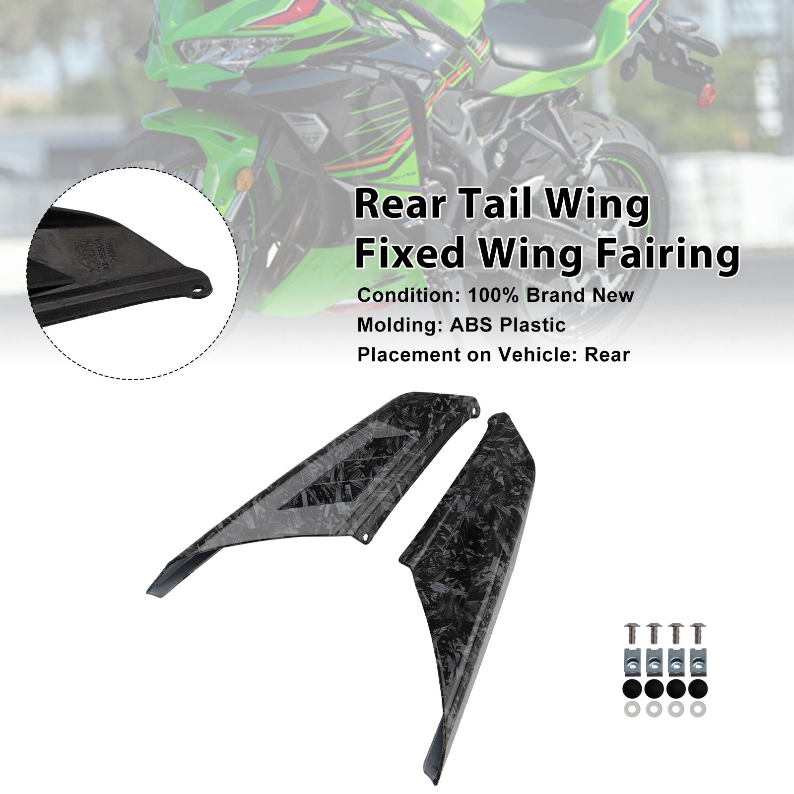 Kawasaki NINJA ZX-4R ZX-4RR 2023-2025 Rear Tail Wing Fixed Wing Fairing