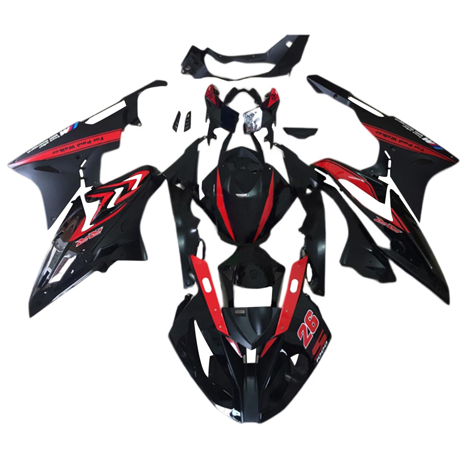 Amotopart BMW S1000RR 2015-2016 Rouge&Kit de carénage noir Style5