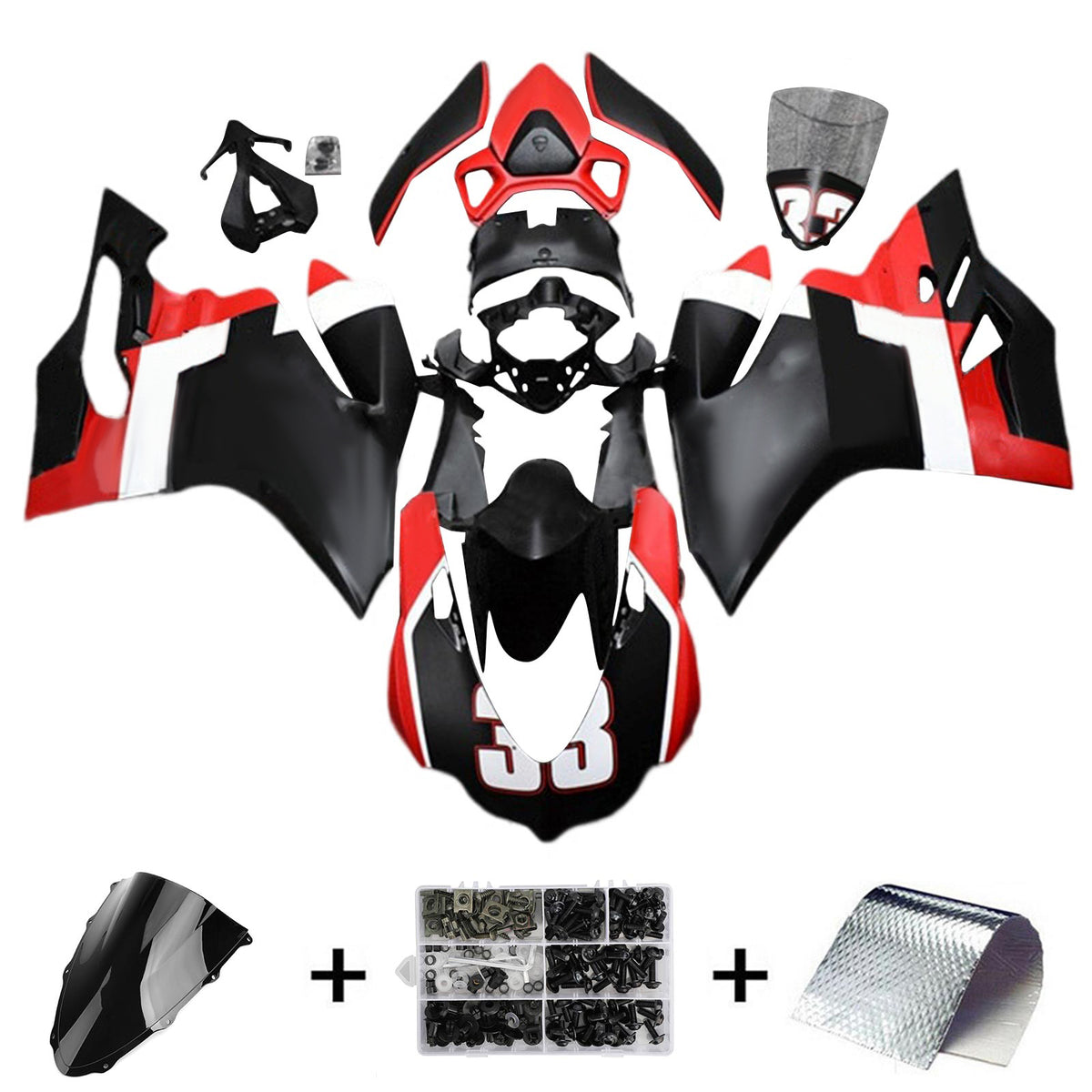 Amotopart 2015-2020 Ducati 959 ブラック レッド フェアリングキット