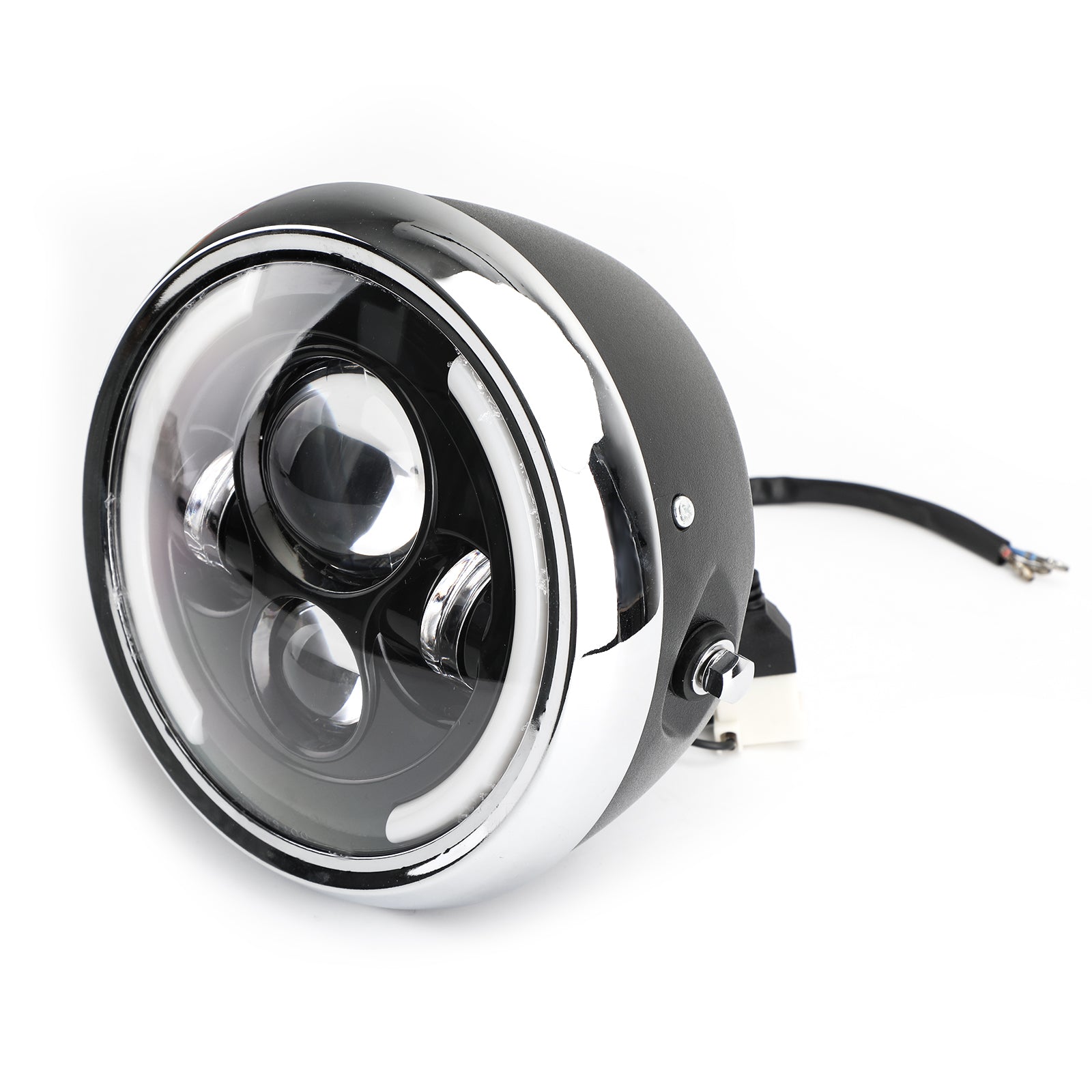 Faro per moto Dyna Cafe Racer Bobber da 7 pollici a LED Hi/Lo Fog Driving DRL