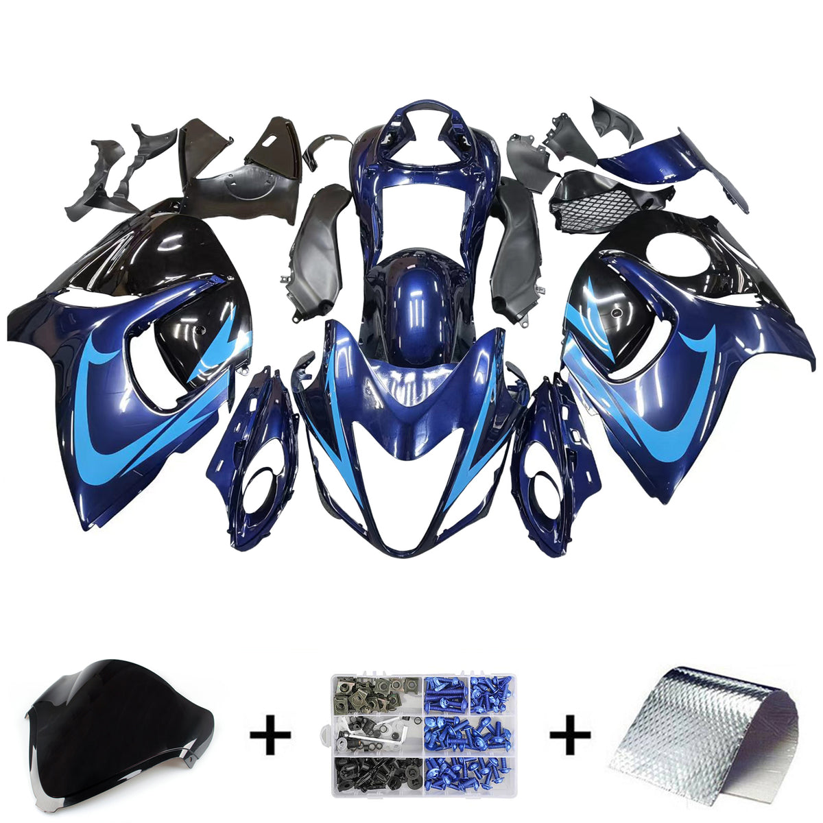 Amotopart 2008-2020 Suzuki Hayabusa GSX1300R Grå Sort Hvid Blå Fairing Kit