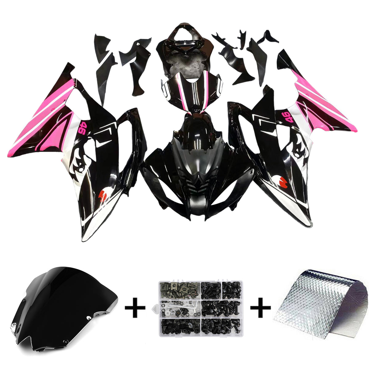 Amotopart 2008-2016 Yamaha YZF-R6 wit roze zwarte kuipset