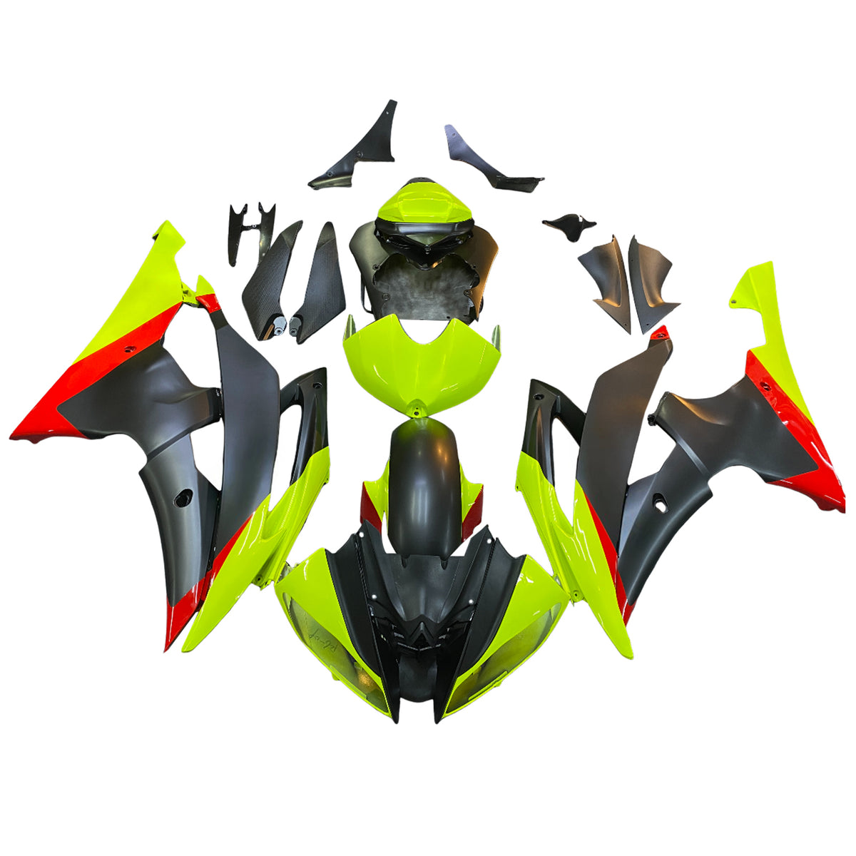 Kit carena Amotopart 2008-2016 Yamaha YZF-R6 verde nero grigio giallo
