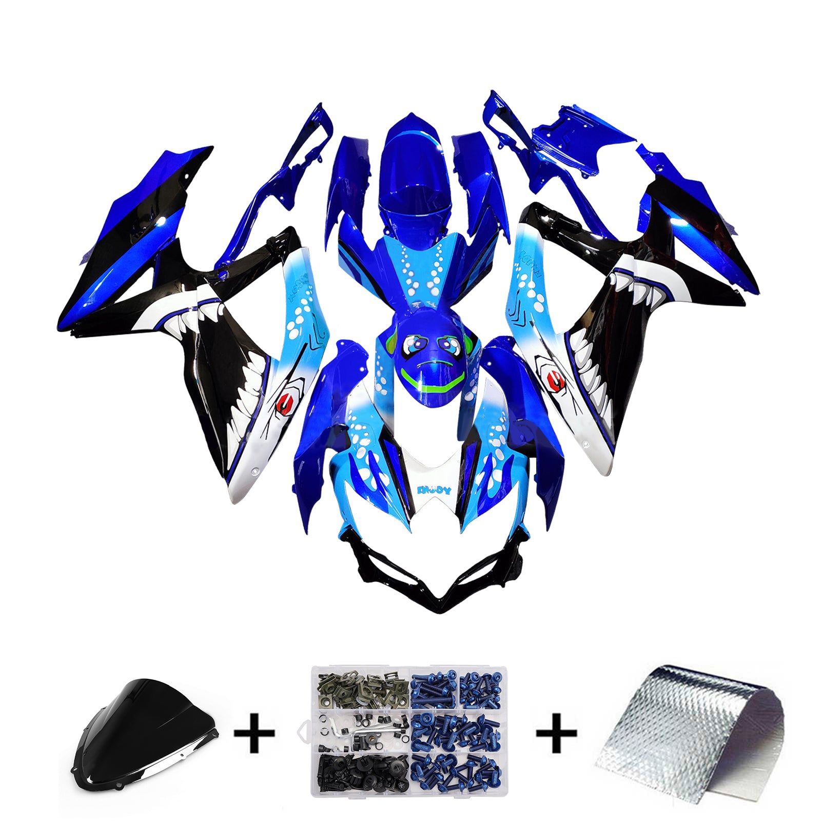 Amotopart 2008-2010 Suzuki GSXR 600/750 Blue Shark Fairing Kit