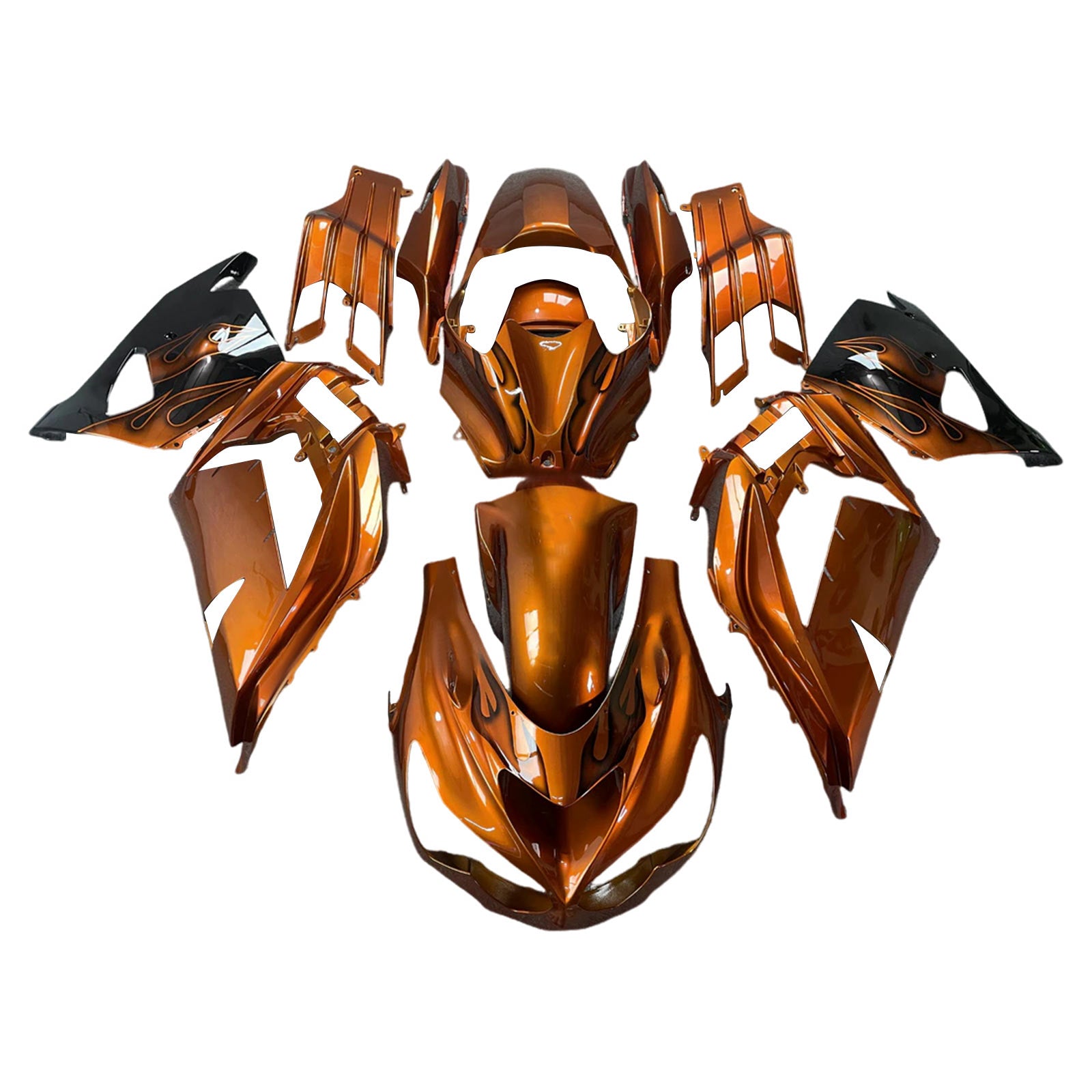 Amotopart 2012-2025 Kawasaki ZX14R ZZR1400 Gold Black Fairing Kit