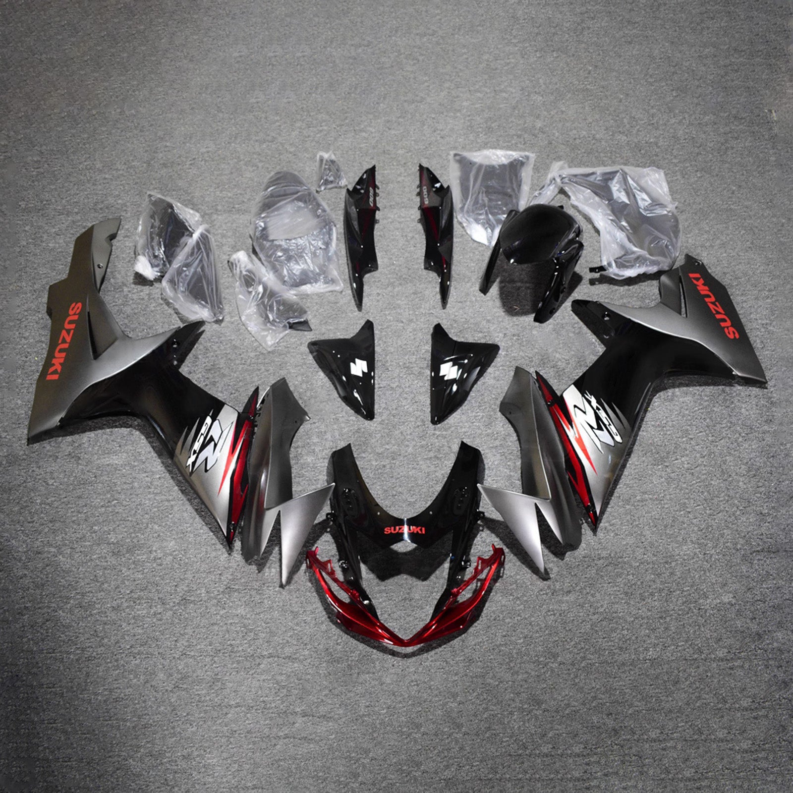 Amotopart 2011-2026 Suzuki GSXR 600/750 Gray Red Black Fairing Kit