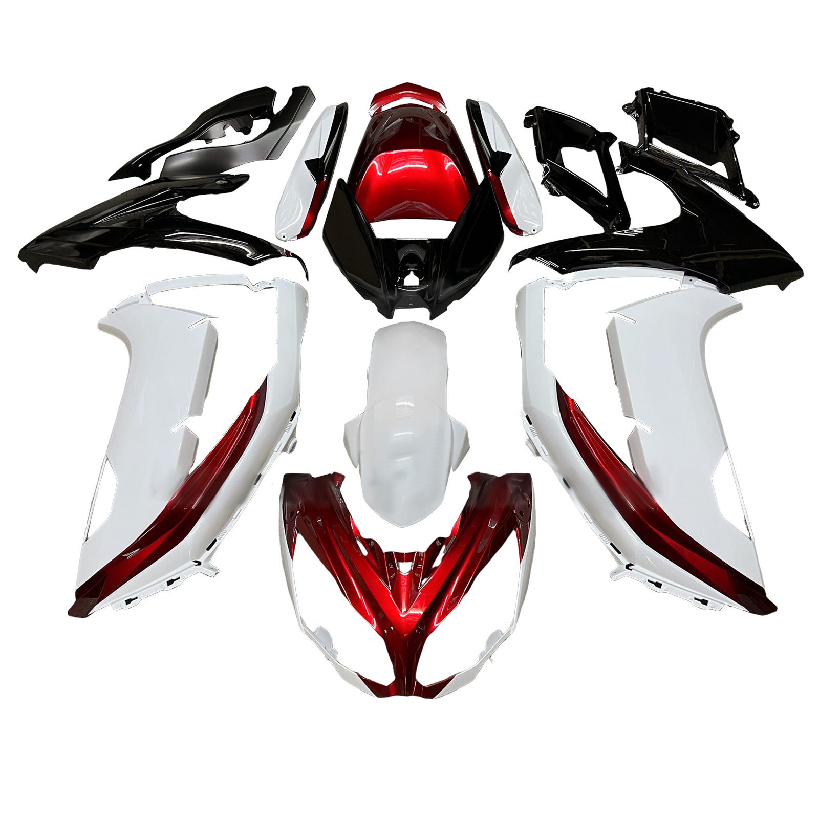 Amotopart 2012-2016 Kawasaki Ninja 650 ER6F Black White Red Fairing Kit