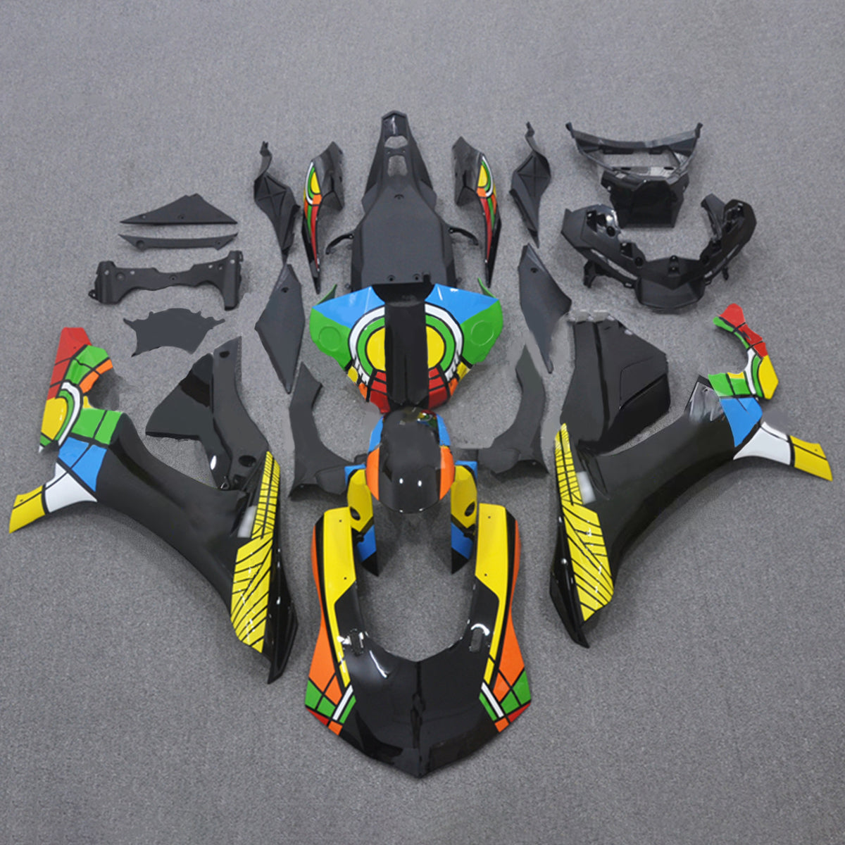 Amotopart 2015-2019 Yamaha YZF-R1 Black Grey Kiting Kit