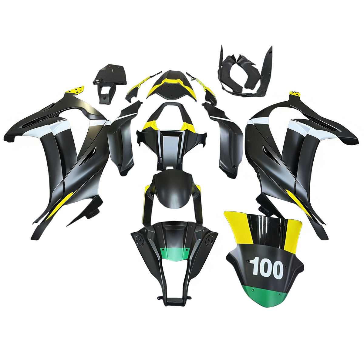Amotopart 2011-2015 Kawasaki ZX-10R Yellow Black White Fairing Kit