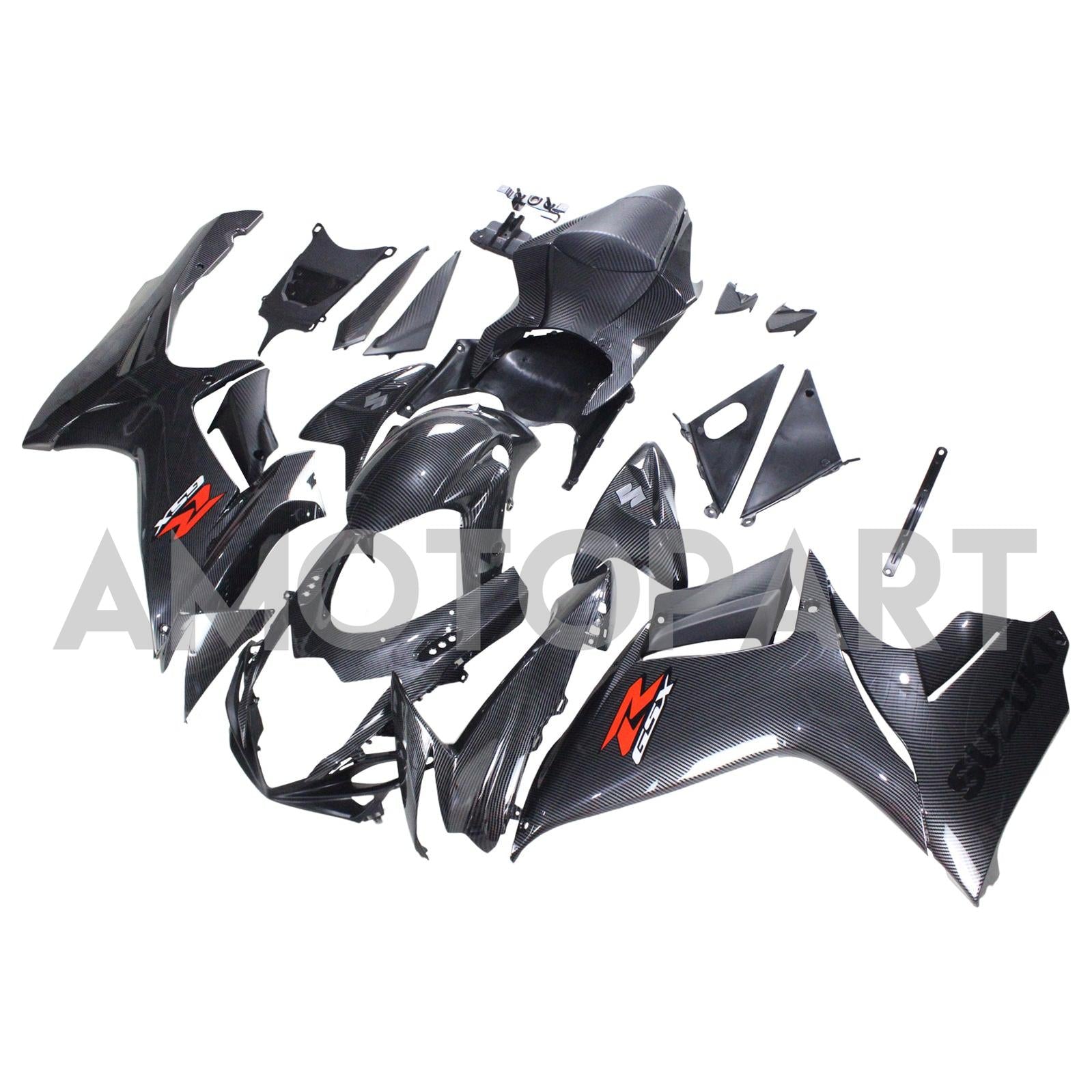 Amotopart 2011-2024 Suzuki GSXR 600/750 Kit de carenado negro de fibra de carbono