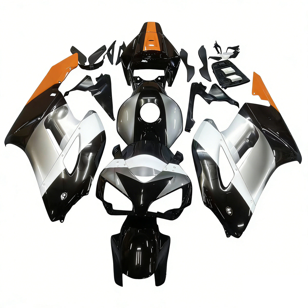 Amotopart 2004-2005 Honda CBR1000RR Silver Black Fairing Kit