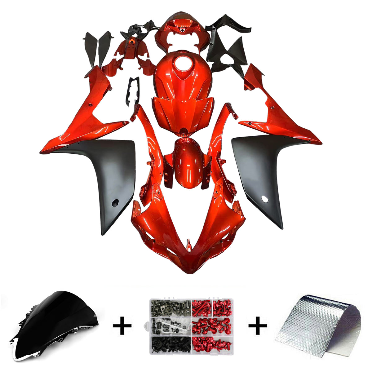Amotopart 2007-2008 Yamaha YZF-R1 Red White Black Fairing Kit