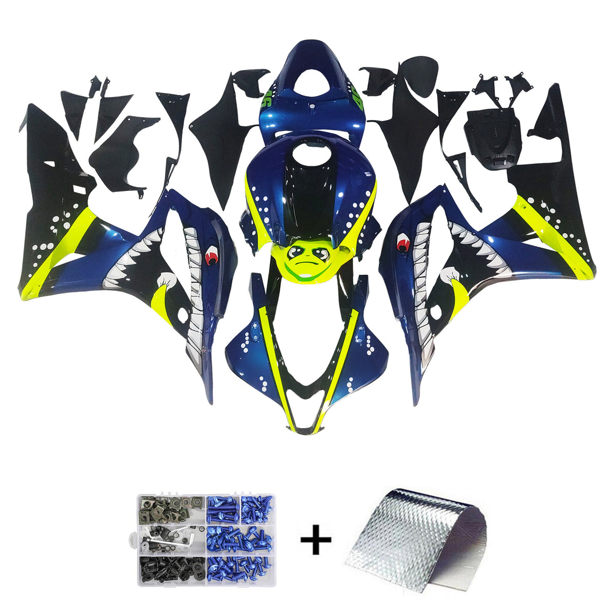 Amotopart 2007–2008 Honda CBR600RR F5 Blau Gelb Verkleidungsset