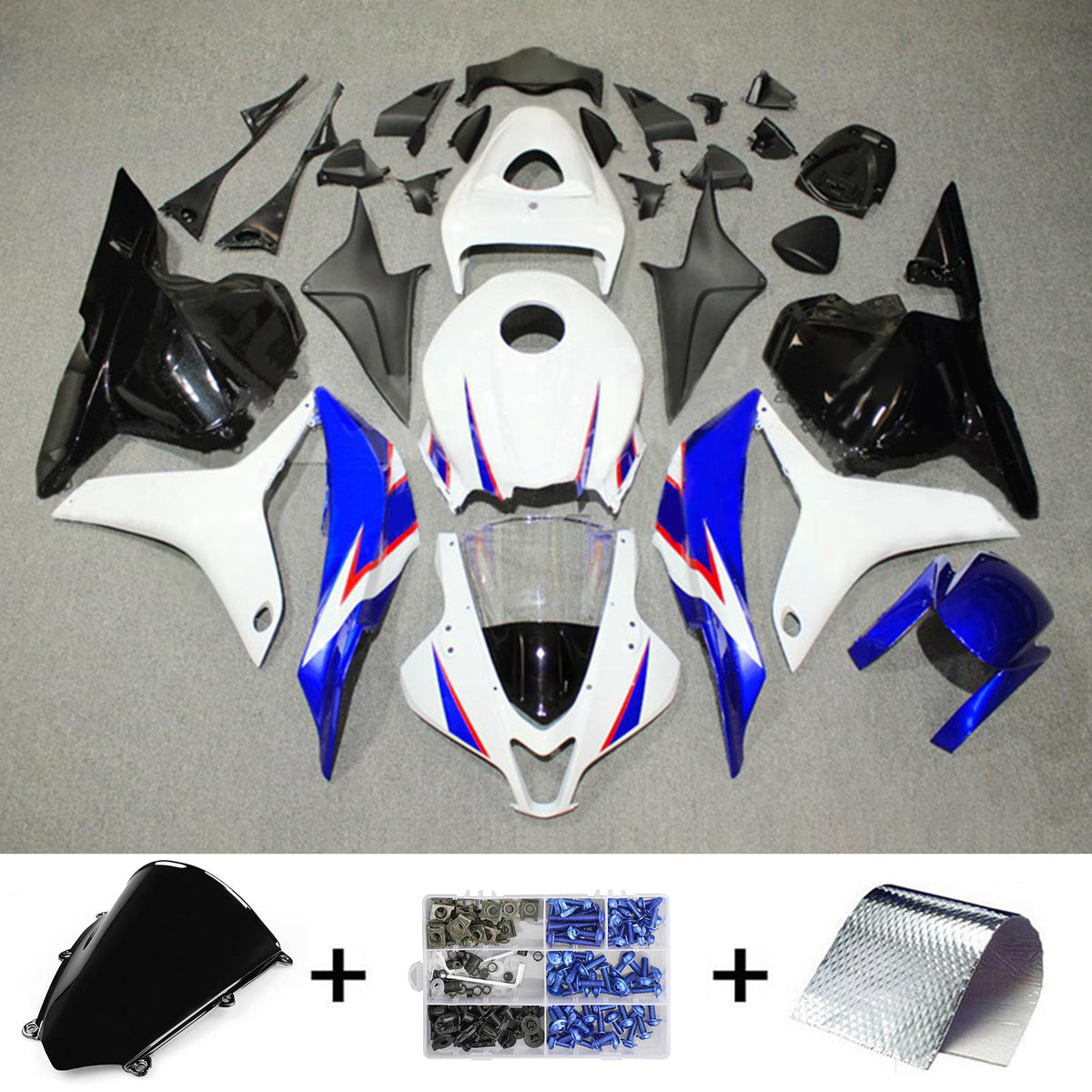 Amotopart 2009-2012 Honda CBR600RR F5 Hvid Blå Sort Fairing Kit