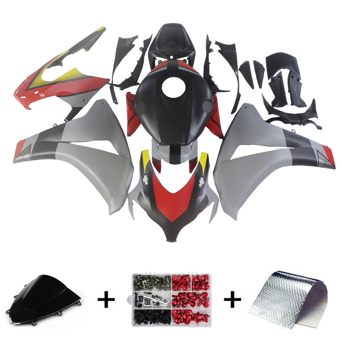 Amotopart 2008-2011 Honda CBR1000RR Black Grey Fairing Kit