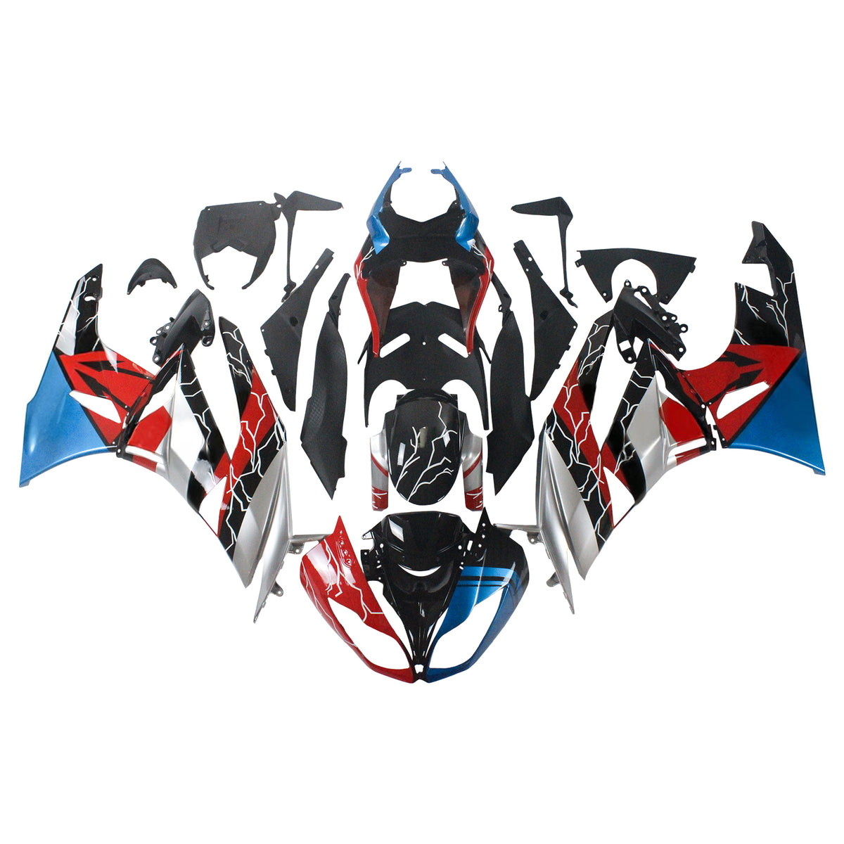 Amotopart 2009-2012 Kawasaki ZX-6R 636 Gray White Red Black Fairing Kit