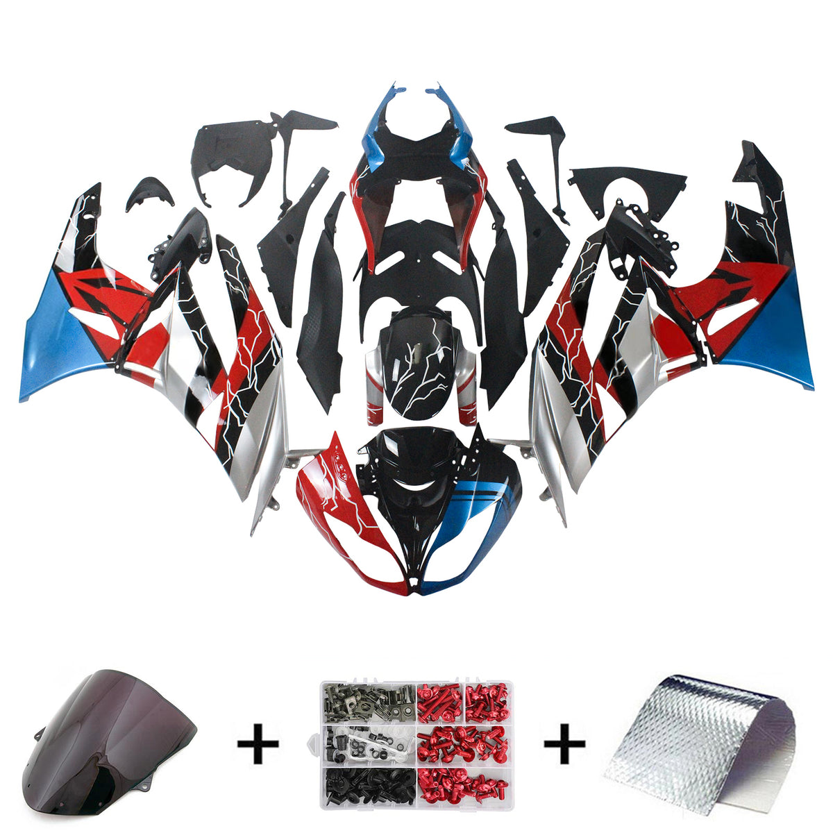 Amotopart 2009-2012 Kawasaki ZX-6R 636 Gray White Red Black Fairing Kit