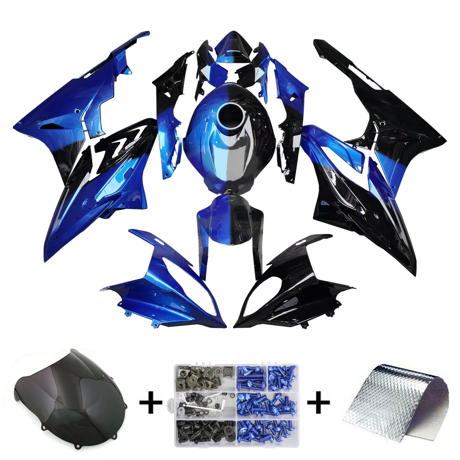 Amotopart 2017-2018 BMW S1000RR Kit de carénage bleu noir brillant