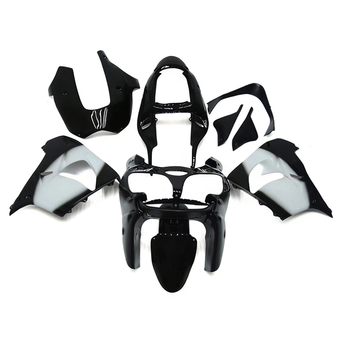 Amotopart 2002–2003 Kawasaki ZX-9R Weiß Grau Schwarz Verkleidungsset