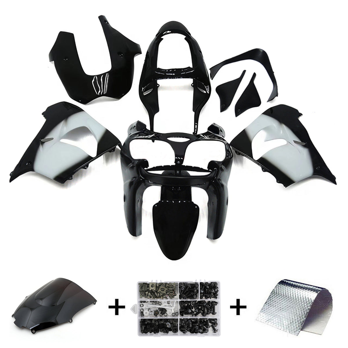 Amotopart 2002–2003 Kawasaki ZX-9R Weiß Grau Schwarz Verkleidungsset