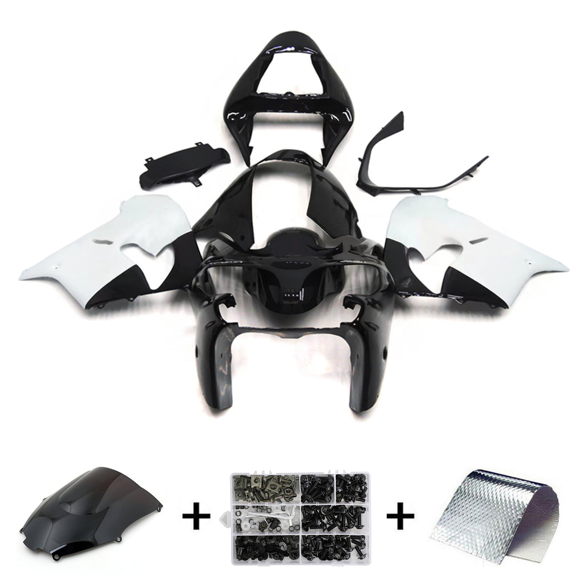 Amotopart 2002-2003 Kawasaki ZX-9R Grey Black White Kiting Kit
