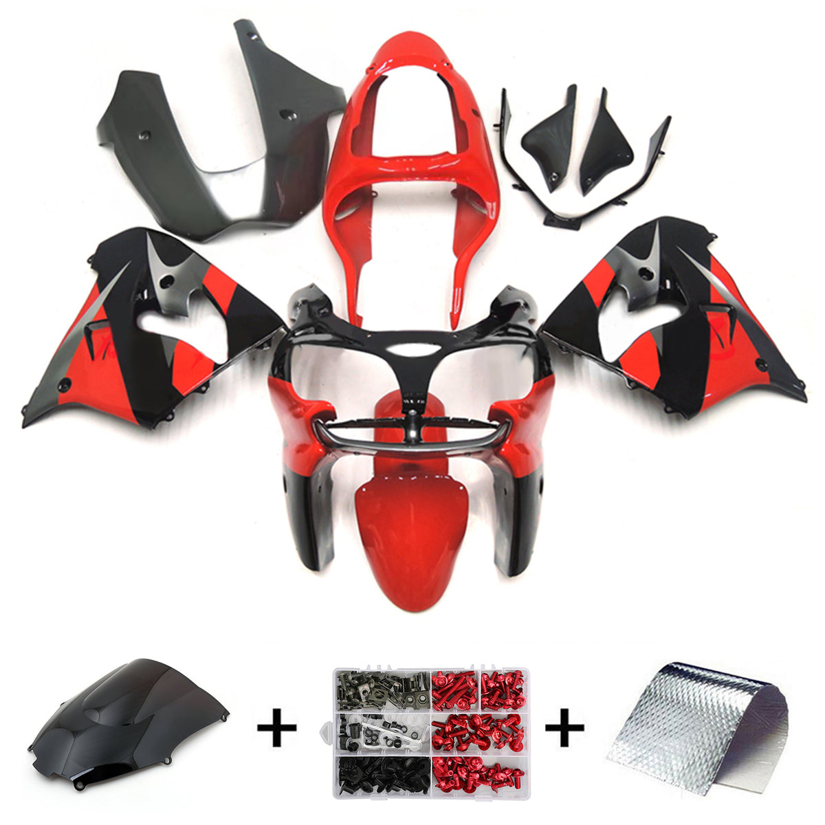 Amotopart 2002-2003 Kawasaki ZX-9R Grå Sort Rød Hvid Fairing Kit
