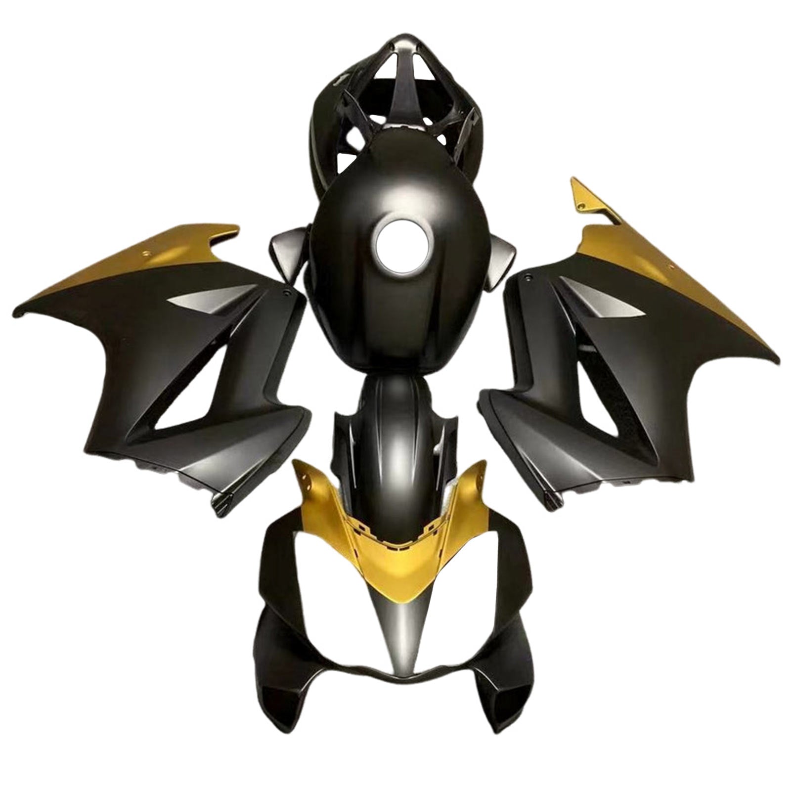 Amotopart 2008-2012 Kawasaki EX250 Ninja250R Mattes Black Yellow Faituring Kit