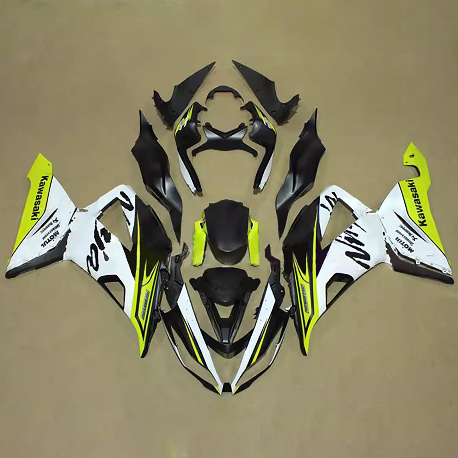 Amotopart 2013-2018 Kawasaki ZX6R 636 Black Yellow White Fairing Kit