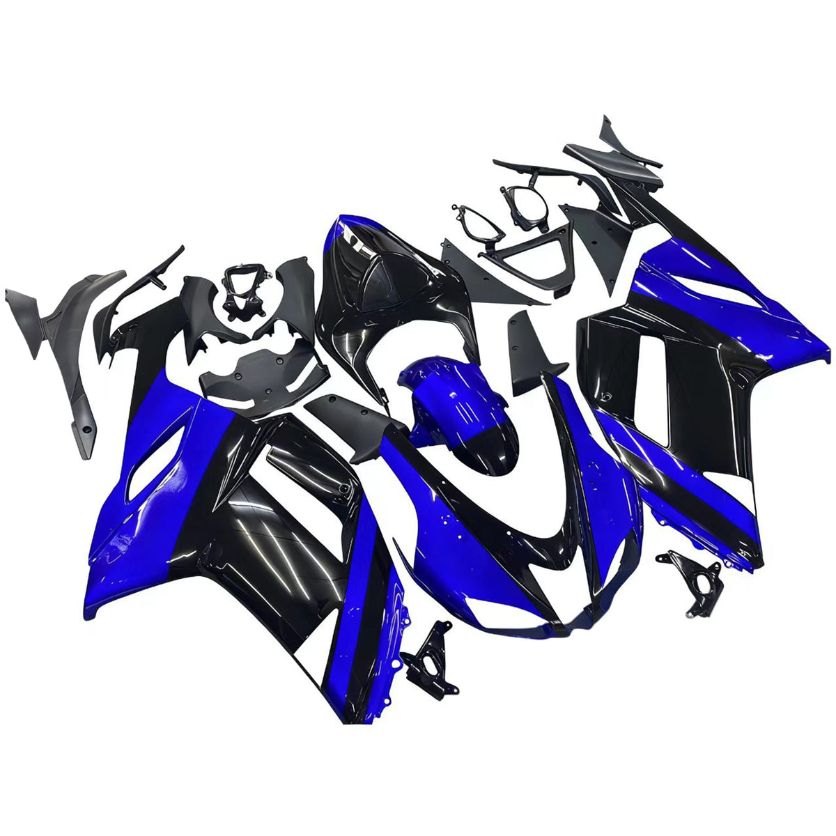 Amotopart 2007–2008 Kawasaki ZX-6R 636 Blau Schwarz Weiß Verkleidungsset