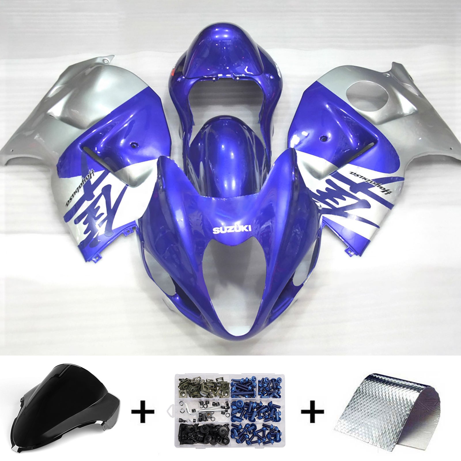 Amotopart 1999-2007 Suzuki Hayabusa GSX1300R Blue Silver Fairing Kit