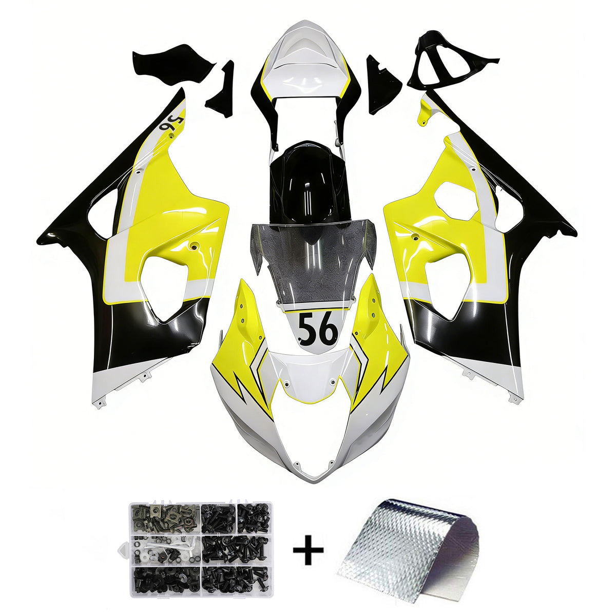 Amotopart 2003-2004 Suzuki GSX-R1000 K3 Černá Bílá Žlutá Šedá Sada kapotáže