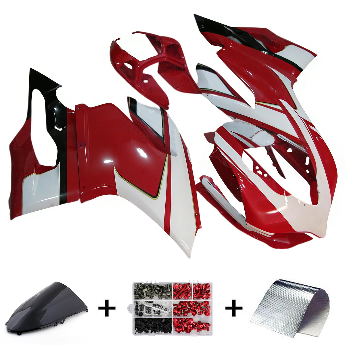 Amotopart 2012-2015 Ducati 899 Red White Fairing Kit