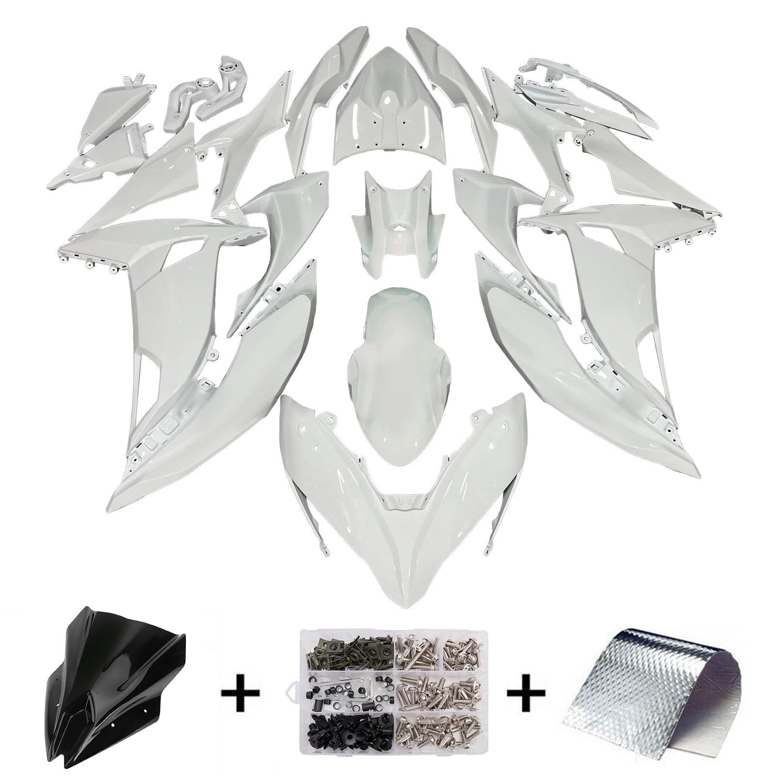 Amotopart 2017-2019 Kawasaki Ninja 650R ER6F White Fairing Kit