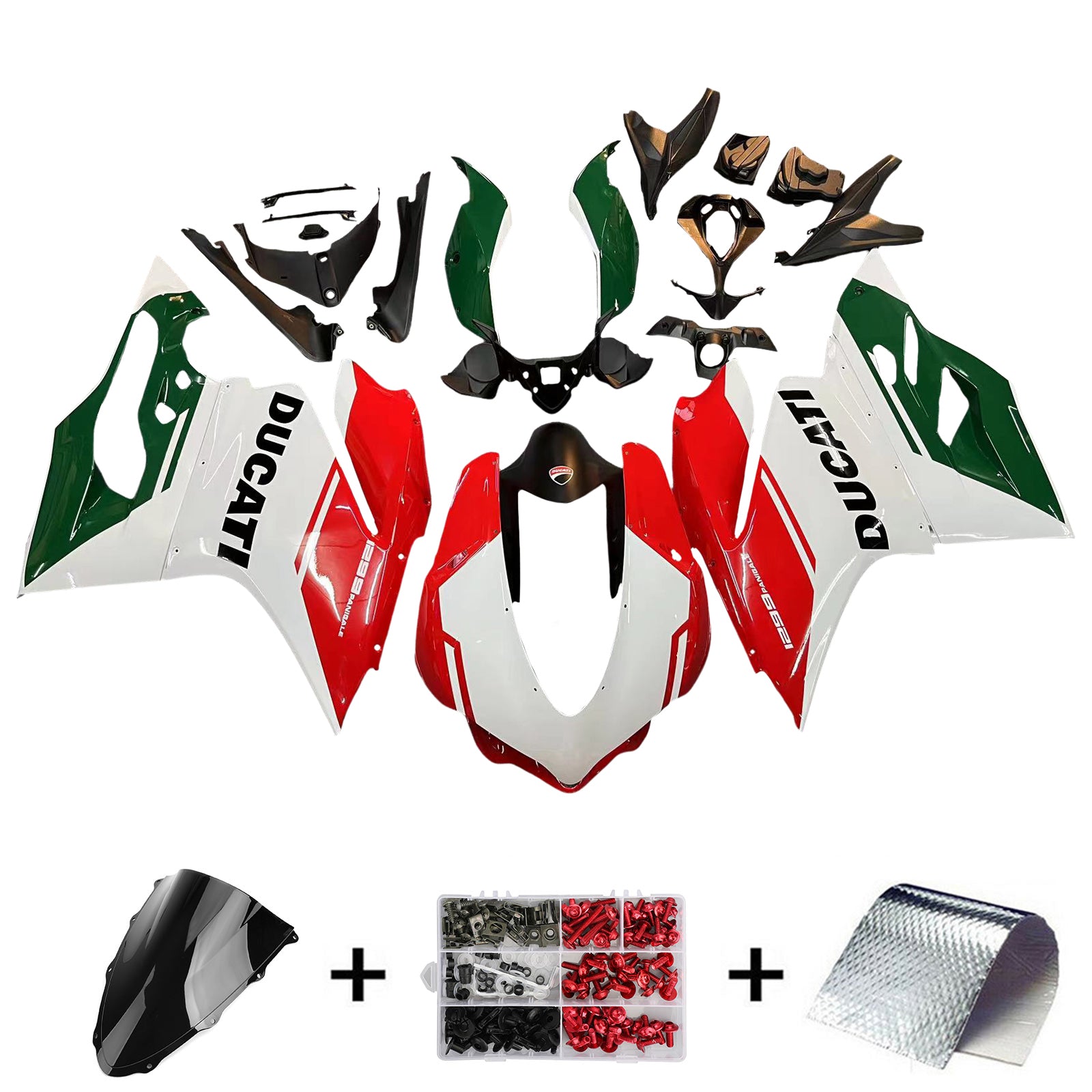 Amotopart 2015-2020 Ducati 959 Red
Green White Fairing Kit