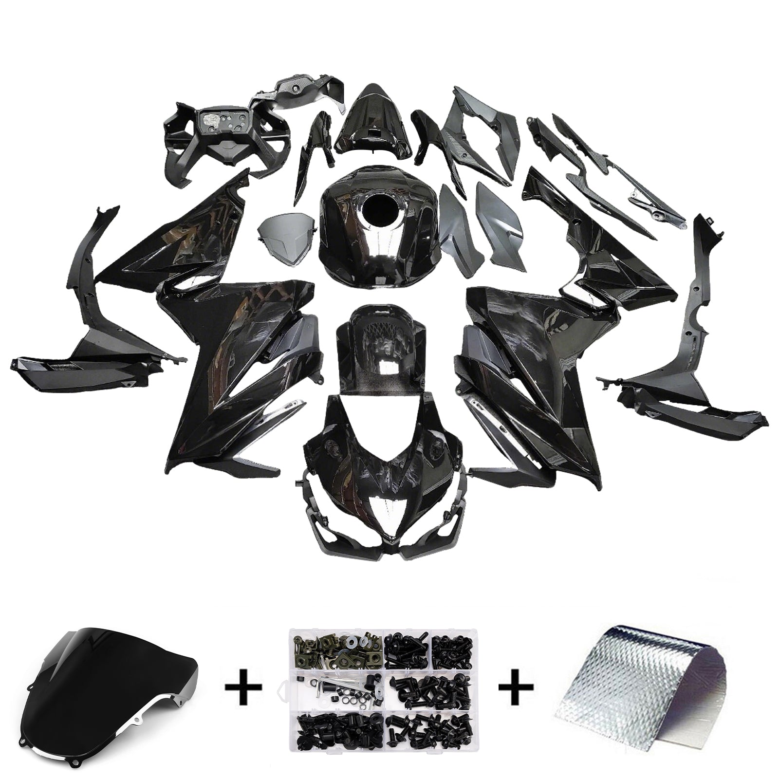Amotopart 2019-2021 Honda CBR500R Glossy Black Fairing Kit