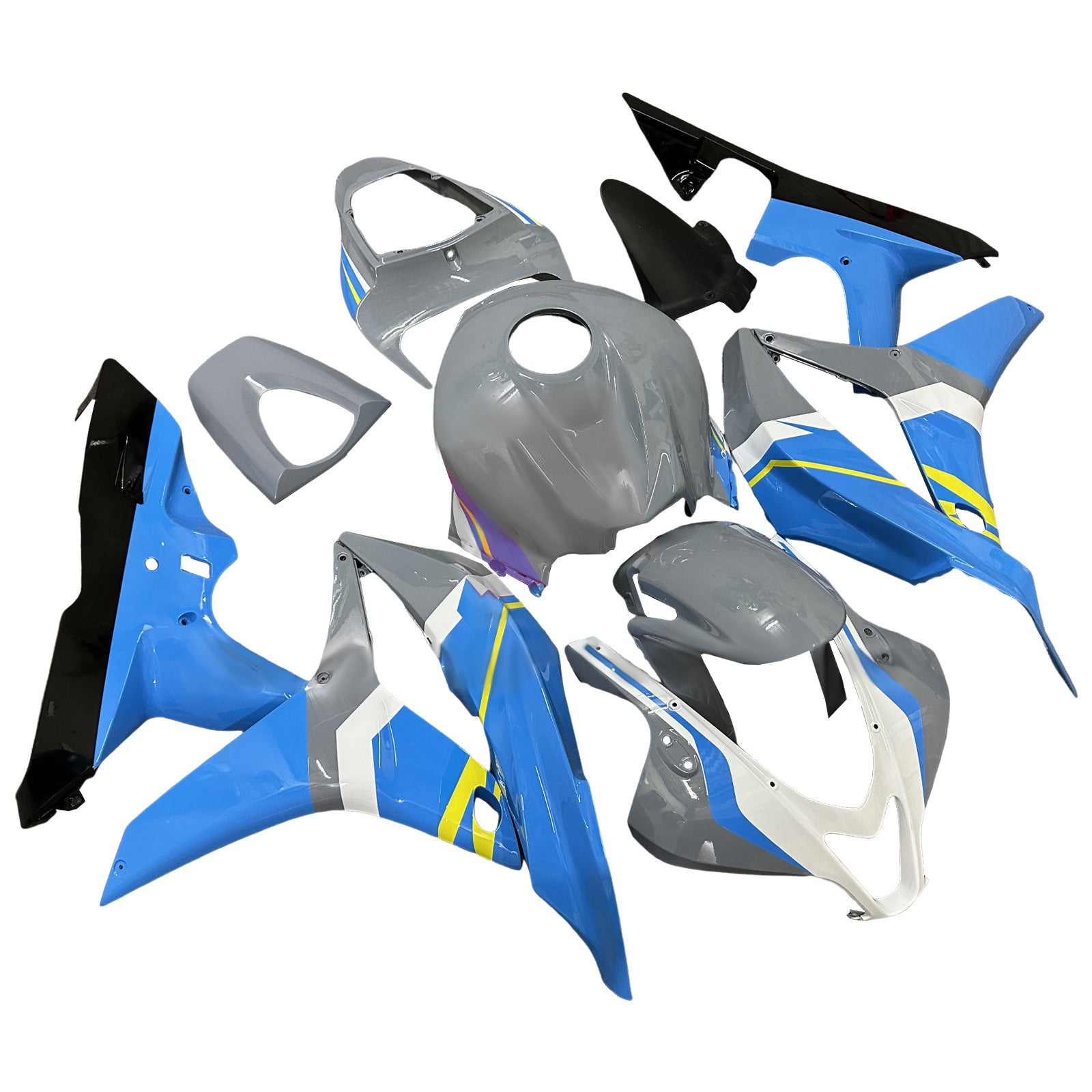 Amotopart 2007-2008 Honda CBR600RR Kit de carénage bleu gris