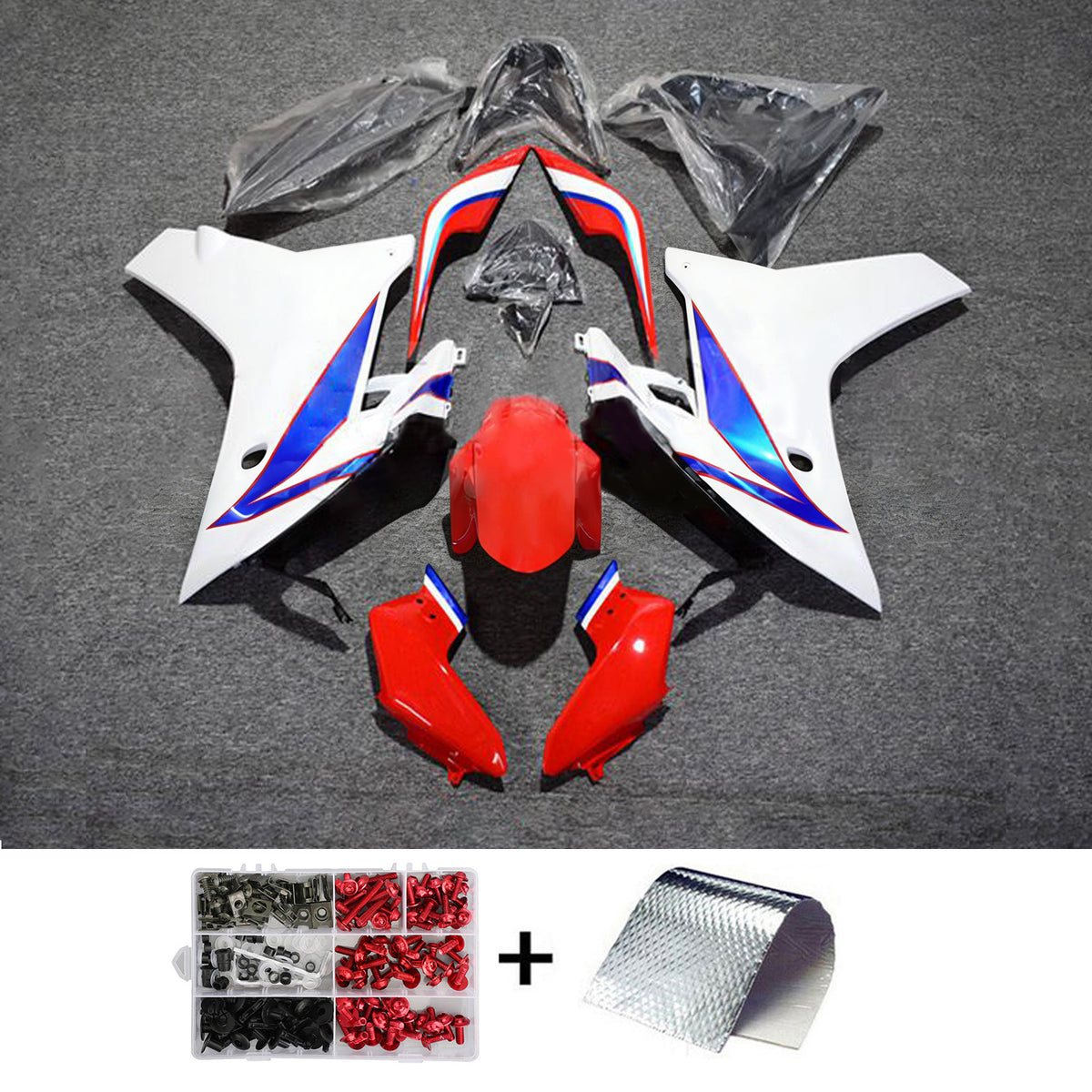 Amotopart 2011–2013 Honda CBR600F weiß-rotes Verkleidungsset